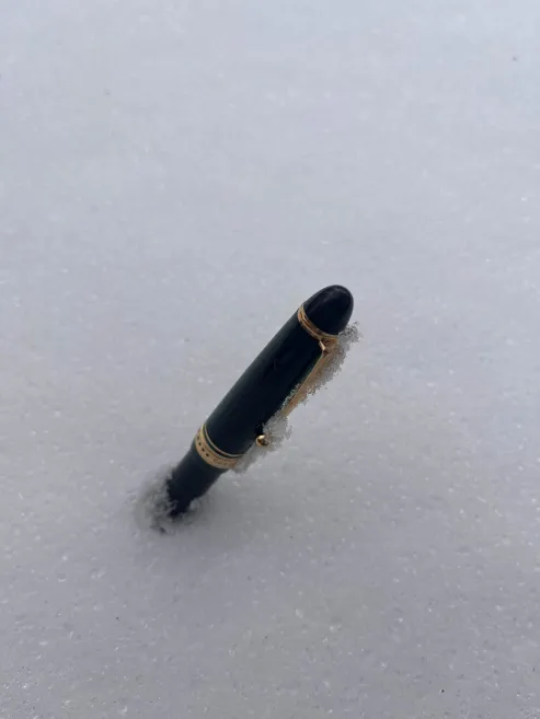 The pen impaled in snow